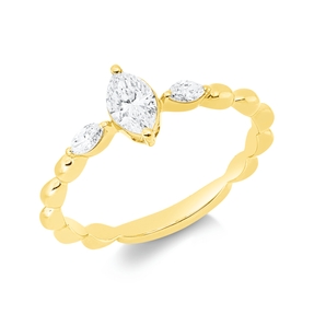 Ring aus 750 Gold Gelbgold 3 Diamanten 0,43ct TW-SI B:7,3mm