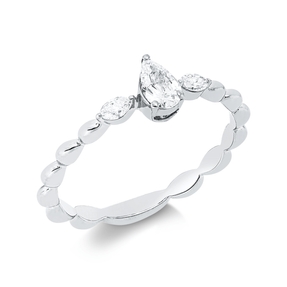 Ring aus 750 Gold Weißgold 3 Diamanten 0,3ct TW-SI B:5,5mm