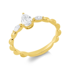 Ring aus 750 Gold Gelbgold 3 Diamanten 0,43ct TW-SI B:6,4mm