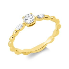 Ring aus 750 Gold Gelbgold 3 Diamanten 0,3ct TW-SI B:4,1mm