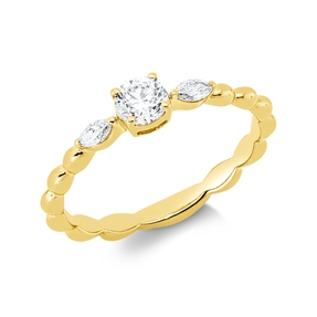 Ring aus 750 Gold Gelbgold 3 Diamanten 0,4ct TW-SI B:4,1mm