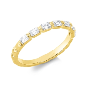 Ring aus 750 Gelbgold 7 Diamanten Smaragd-Schliff 0,56ct TW-SI B:2,3mm