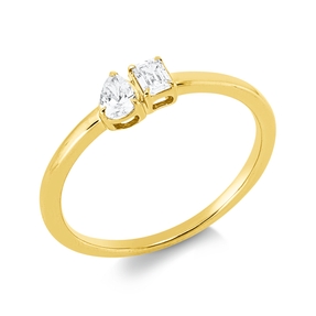 Ring aus 750 Gold Gelbgold 2 Diamanten 0,26ct TW-SI B:4,4mm