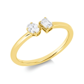 Ring aus 750 Gold Gelbgold 2 Diamanten 0,28ct TW-SI B:4,3mm