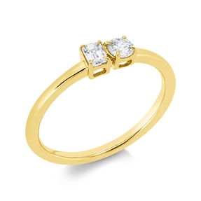 Ring aus 750 Gold Gelbgold 2 Diamanten 0,3ct TW-SI B:3,8mm