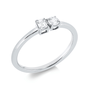 Ring aus 750 Gold Weißgold 2 Diamanten 0,3ct TW-SI B:3,8mm