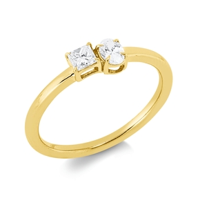 Ring aus 750 Gold Gelbgold 2 Diamanten 0,3ct TW-SI B:4,4mm