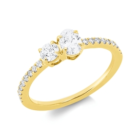 Ring aus 750 Gold Gelbgold 20 Diamanten 0,65ct TW-SI B:5,4mm