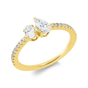 Ring aus 750 Gold Gelbgold 20 Diamanten 0,63ct TW-SI B:6,3mm