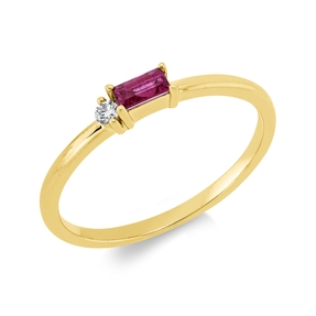 Ring aus 750 Gold Gelbgold Rubin 0,2ct rot Brillant 0,04ct W-SI B:2,6mm