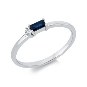 Ring aus 750 Weißgold Saphir 0,19ct blau Brillant 0,04ct W-SI B:2,6mm