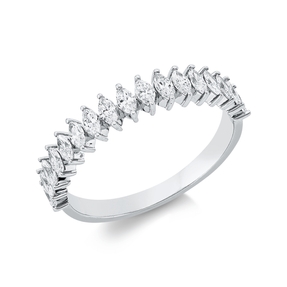 Ring aus 750 Weißgold 17 Diamanten Navette-Schliff 0,63ct TW-SI B:3,7mm