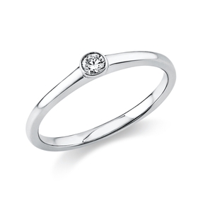 Solitaire Ring aus 585 Gold Weißgold Brillant 0,1ct TW-SI B:1,8mm Zarge