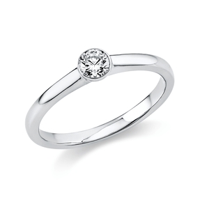 Solitaire Ring aus 585 Gold Weißgold Brillant 0,2ct TW-SI B:1,8mm Zarge