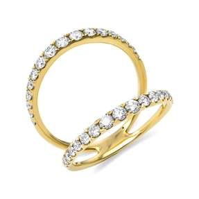 Ring aus 585 Gold Gelbgold 34 Brillanten 0,84ct TW-SI B:19,3mm