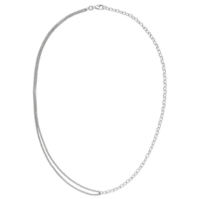 Halskette Kette Ankerkette & Erbskette 2-reihig aus 925 Silber rhodiniert 42cm