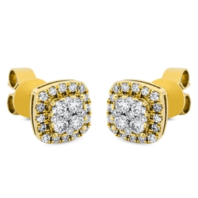 Ohrstecker aus 750 Gold Gelbgold 50 Diamanten 0,45ct TW-SI 7,3x6,8mm