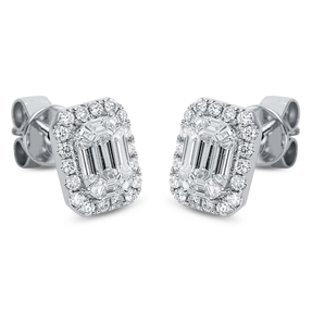 Ohrstecker aus 750 Gold Weißgold 54 Diamanten 0,72ct 8,6x6,5mm