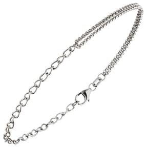 Armband Ankerkette & Erbskette 2-reihig kombiniert 925 Silber rhodiniert 19cm