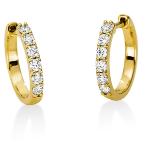 Creolen aus 750 Gold Gelbgold 12 Brillanten 0,36ct TW-SI 15x2,1mm