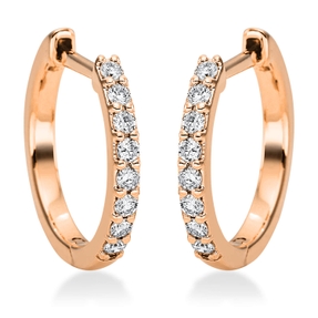 Creolen aus 750 Gold Rotgold 16 Brillanten 0,16ct TW-SI 13,9x1,6mm