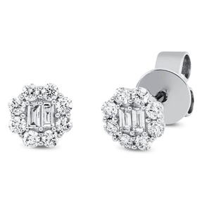 Ohrstecker aus 750 Gold Weißgold 20 Diamanten 0,26ct 5x5mm