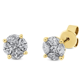 Ohrstecker aus 750 Gold Gelbgold 10 Diamanten 0,69ct TW-SI Ø6,3mm