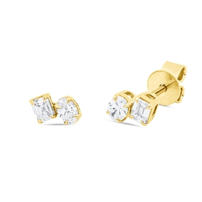 Ohrstecker aus 750 Gold Gelbgold 4 Diamanten 0,42ct TW-SI 5x5,6mm