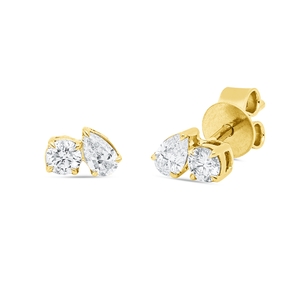 Ohrstecker aus 750 Gold Gelbgold 4 Diamanten 0,37ct TW-SI 4,3x6,2mm