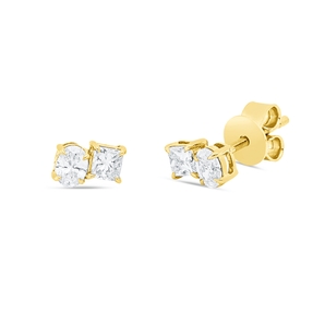 Ohrstecker aus 750 Gold Gelbgold 4 Diamanten 0,43ct TW-SI 6x4,2mm