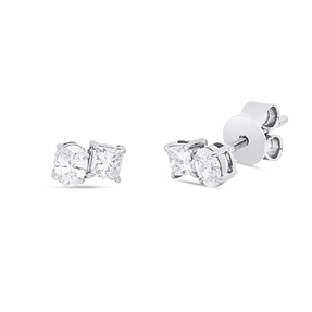 Ohrstecker aus 750 Gold Weißgold 4 Diamanten 0,42ct TW-SI 6x4,2mm