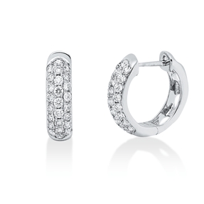 Pavé Creolen aus 750 Gold Weißgold 50 Brillanten 0,72ct W-SI 14,5x3,9mm