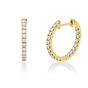 Creolen aus 750 Gold Gelbgold 40 Brillanten 0,61ct W-SI 16,2x1,6mm