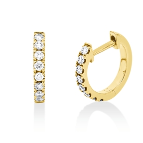 Creolen aus 750 Gold Gelbgold 16 Brillanten 0,22ct W-SI 11,7x1,5mm