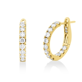 Creolen aus 750 Gold Gelbgold 28 Brillanten 1,02ct W-SI 17,5x2,1mm