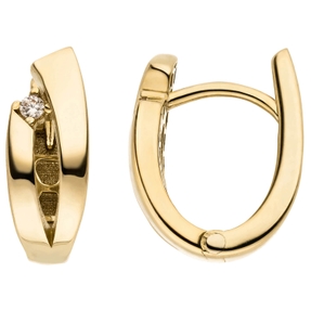 Ohrringe Creolen aus 333 Gold Gelbgold mit 2 Zirkonia 13,6x5,5mm Goldcreolen Ohrringe Creolen aus 333 Gold Gelbgold mit 2 Zirkonia 13,6x5,5mm Goldcreolen