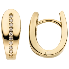 Ohrringe Creolen aus 333 Gold Gelbgold mit 20 Zirkonia 13,6x5,4mm glänzend Ohrringe Creolen aus 333 Gold Gelbgold mit 20 Zirkonia 13,6x5,4mm glänzend