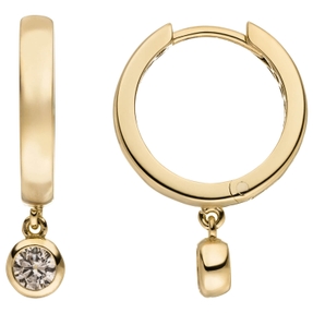 Ohrringe Creolen aus 333 Gold Gelbgold mit 2 Zirkonia 22,2x2,8mm glänzend