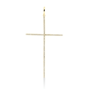Anhänger Kreuz aus 750 Gold Gelbgold 71 Brillanten 0,15ct W-SI 45,8x24mm mit Öse