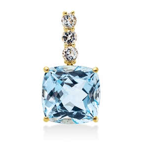 Anhänger aus 750 Gold Gelbgold 4 Topase 8,6ct skyblue 21,4x11,1mm mit Öse