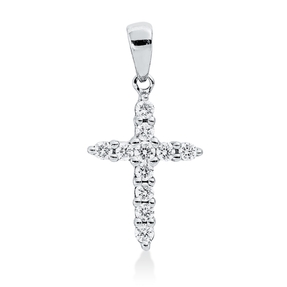 Anhänger Kreuz aus 750 Weißgold 11 Brillanten 0,23ct W-SI 19,1x10,1mm mit Öse
