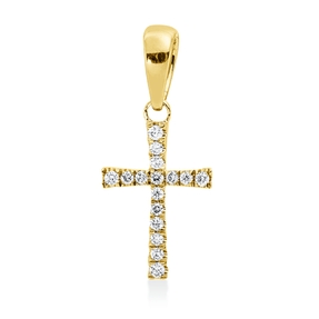 Anhänger Kreuz aus 750 Gold Gelbgold 16 Brillanten 0,06ct W-SI 15x7mm mit Öse