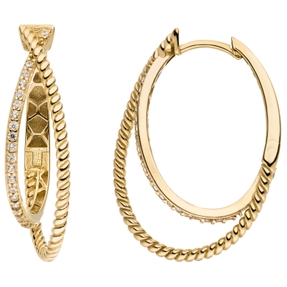 Ohrringe Creolen aus 333 Gold Gelbgold mit 44 Zirkonia 27,7x8,4mm glänzend