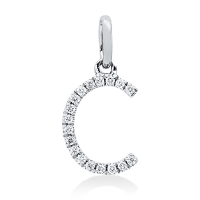 Anhänger Buchstabe C aus 750 Weißgold 18 Brillanten 0,04ct W-SI 12,5x6,1mm Anhänger Buchstabe C aus 750 Weißgold 18 Brillanten 0,04ct W-SI 12,5x6,1mm