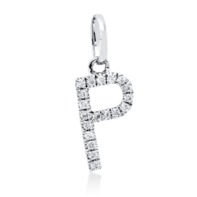 Anhänger Buchstabe P aus 750 Weißgold 19 Brillanten 0,04ct W-SI 12,1x4,8mm Anhänger Buchstabe P aus 750 Weißgold 19 Brillanten 0,04ct W-SI 12,1x4,8mm