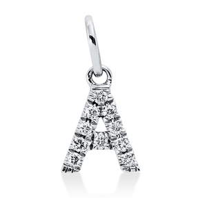 Anhänger Buchstabe A aus 750 Weißgold 10 Brillanten 0,05ct W-SI 11x5,1mm mit Öse