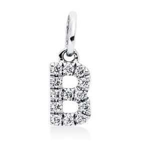 Anhänger Buchstabe B aus 750 Weißgold 13 Brillanten 0,06ct W-SI 10,5x3,7mm Anhänger Buchstabe B aus 750 Weißgold 13 Brillanten 0,06ct W-SI 10,5x3,7mm