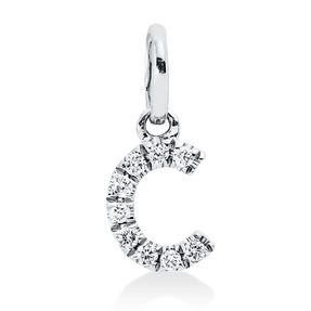 Anhänger Buchstabe C aus 750 Weißgold 9 Brillanten 0,04ct W-SI 9,8x4,3mm mit Öse Anhänger Buchstabe C aus 750 Weißgold 9 Brillanten 0,04ct W-SI 9,8x4,3mm mit Öse