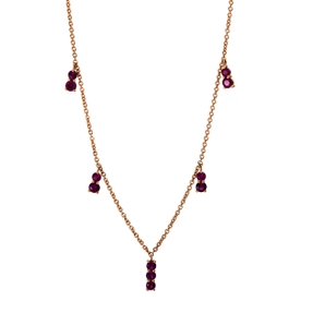 Collier aus 750 Gold Rotgold 15 Rubine 0,96ct rot L:45,7cm