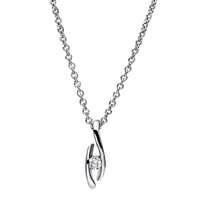 Solitaire Collier aus 585 Gold Weißgold Brillant 0,05ct TW-SI L:42cm